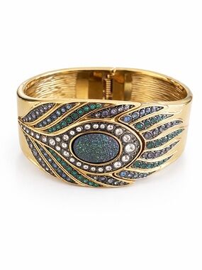 Victoria Wieck Peacock Crystal Druzy Cuff Bracelet Watch
(*** Needs battery)